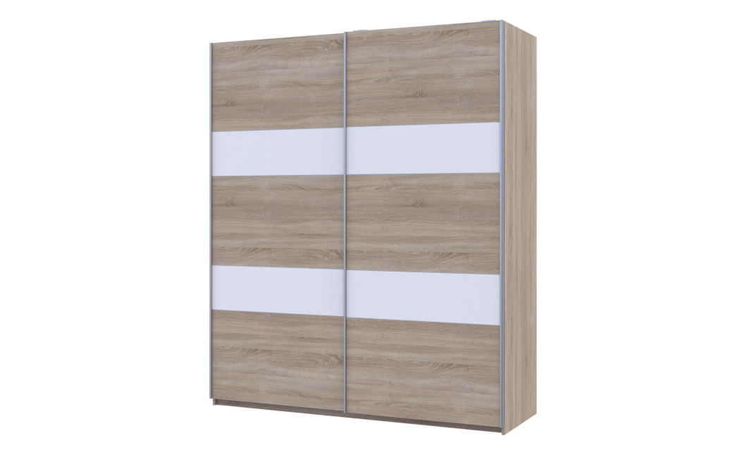 Tolóajtós gardróbszekrény Doros L-Caiser Sonoma tölgy / Fehér Klondike 2 bútorlap 180x60x213 (65789455)