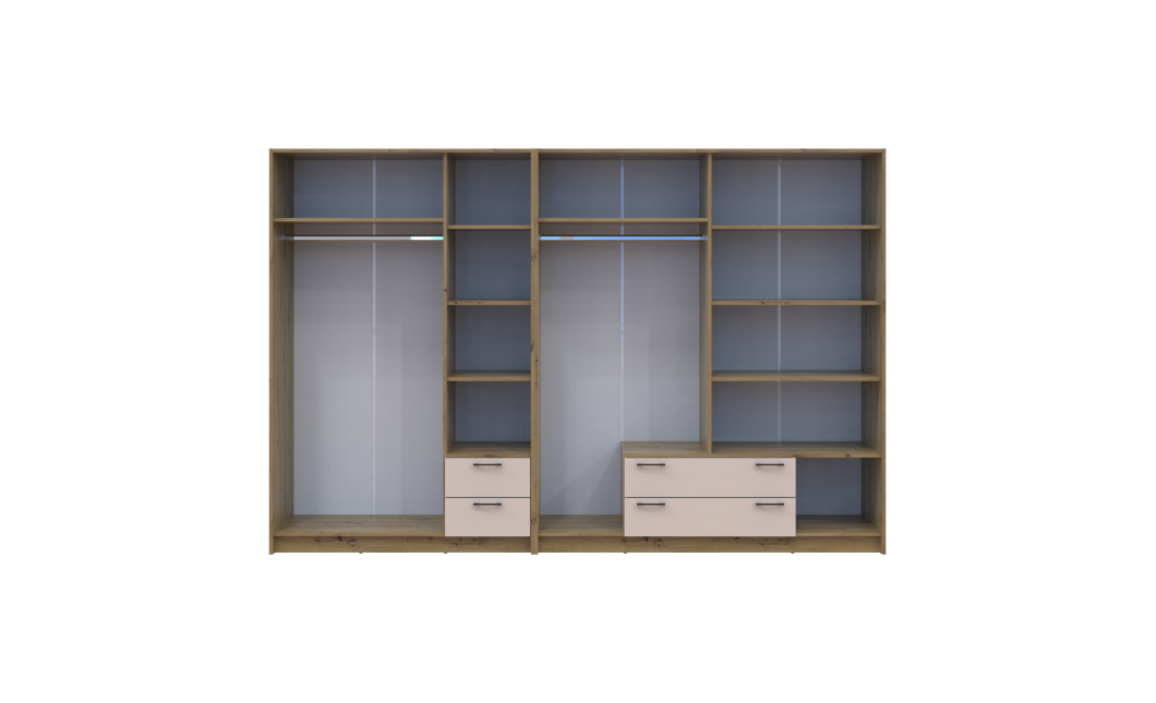 Nyílóajtós gardrobszekrény Doros Rondi Artisan tölgy/Kasmír 3+4 ajtós 281х52х195 (42005660)