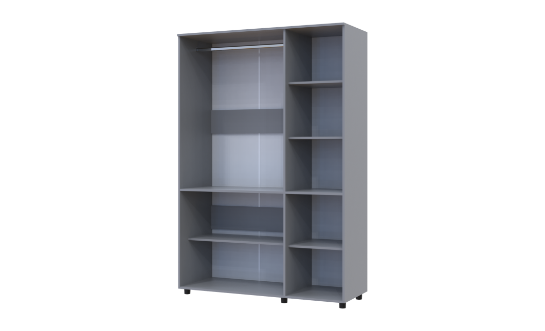 Nyílóajtós gardrobszekrény Doros Thorn Szürke 3 ajtó vállfás 135x51,6x200 (44900487)