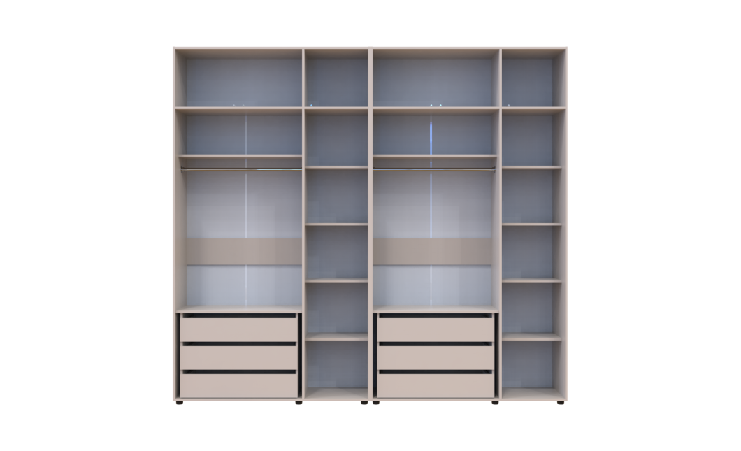 Gardróbszekrény fiókokkal és felsőszekrénnyel Doros Kasper Kasmír 3+3 ajtó 270x48x245 (42005578)