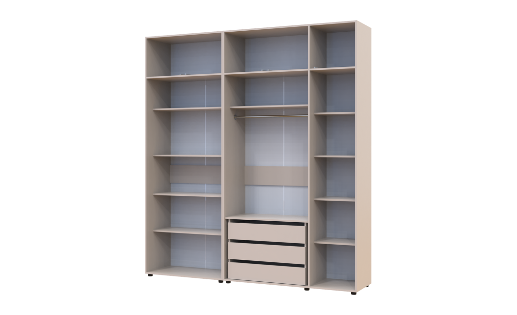 Gardróbszekrény fiókokkal, polcokkal és felsőszekrénnyel Doros Kasper Kasmír 2+3 ajtó 225x48x245 (42005556)