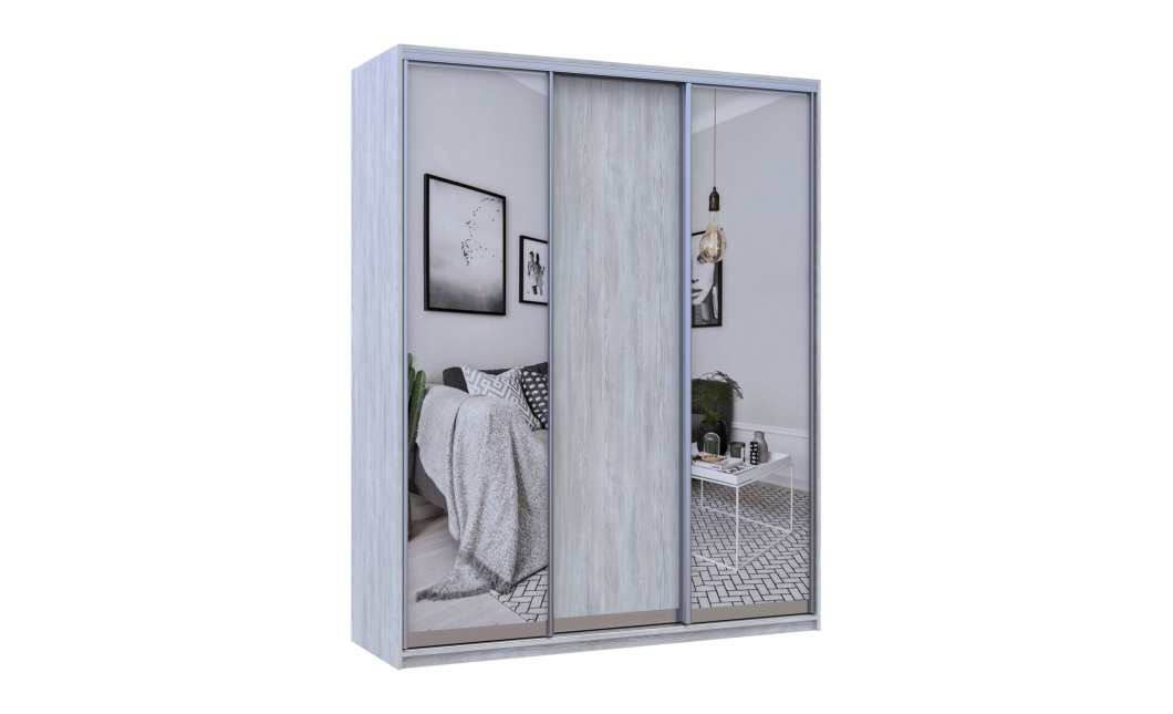 Tolóajtós gardróbszekrény Doros City light Natti Lúc 1 bútorlap / 2 tükör 180x60x225 (80736520)