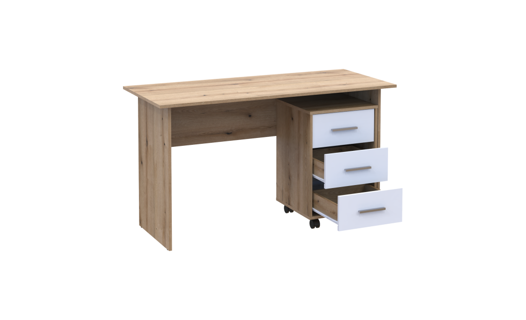 Számítógépasztall Doros T3 Ewok tölgy / Fehér 120x60x78 (41901064)