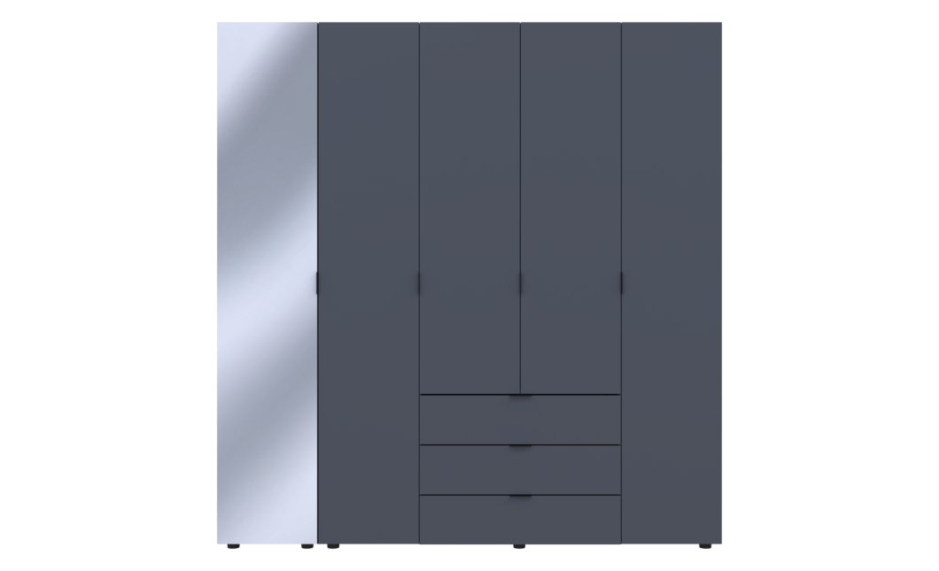 Nyílóajtós gardróbszekrény Doros Gelár Grafitszürke 4 bútorlap / Tükör 194x49,5x203,4 (42002161)
