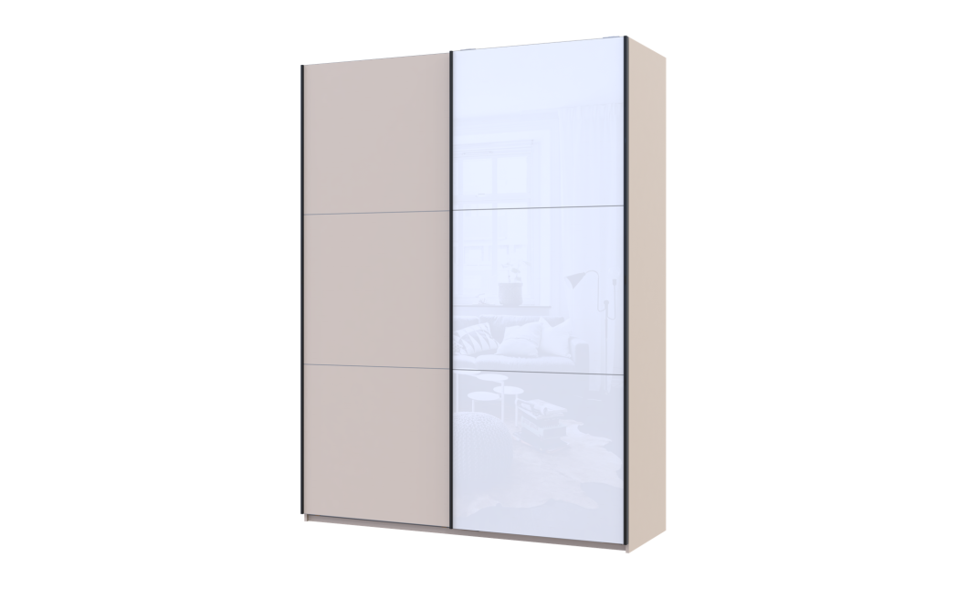 Tolóajtós gardróbszekrény Doros G-Caiser Kasmír / Fehér 1 bútorlap / 1 üveg 3 rész 180x60x240 (42005322)