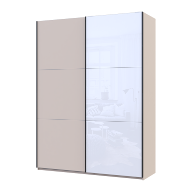 Tolóajtós gardróbszekrény Doros G-Caiser Kasmír / Fehér 1 bútorlap / 1 üveg 3 rész 180x60x240 (42005322)