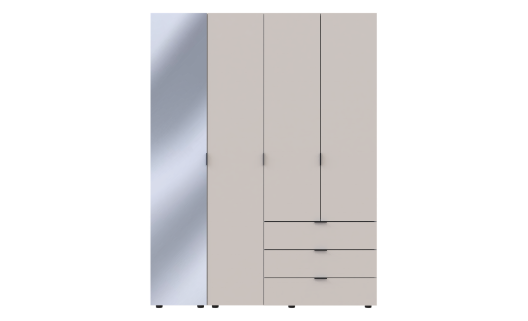 Nyílóajtós gardróbszekrény Doros Gelár kasmír 3 bútorlap / Tükör 155x49,5x203,4 (80737657)