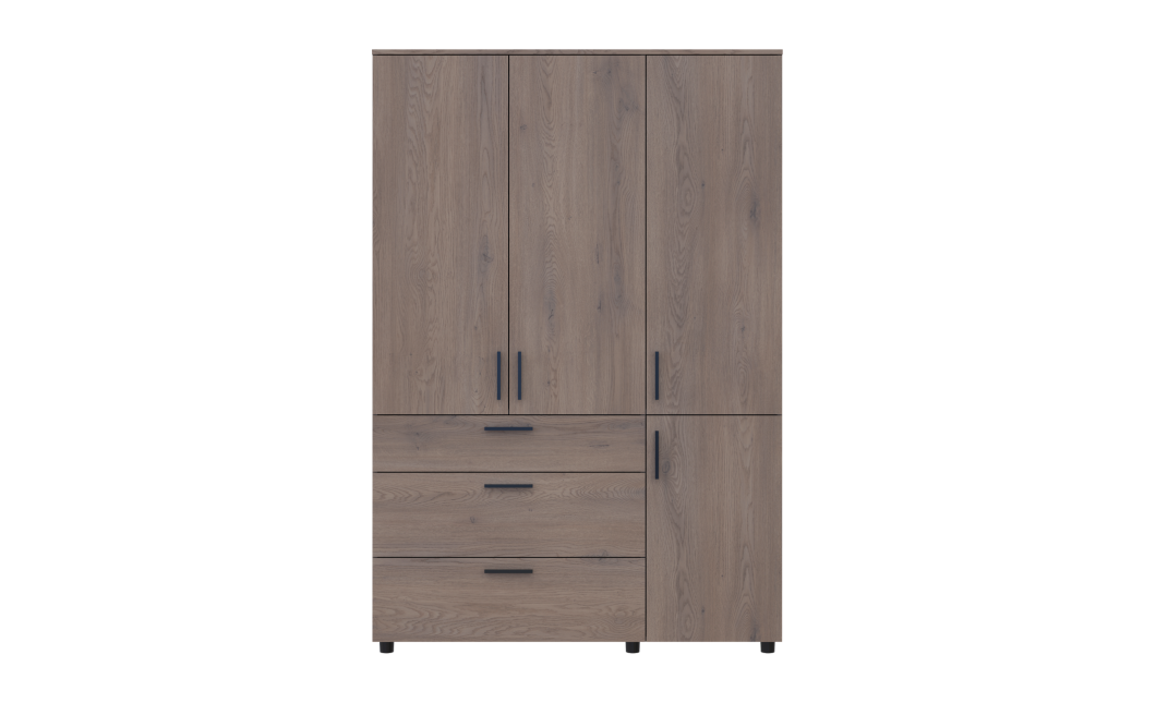 Nyílóajtós gardrobszekrény Doros Thorn Cremona Cannolo 3 ajtó/3 fiók polcokkal 135x51,6x200 (44900478)