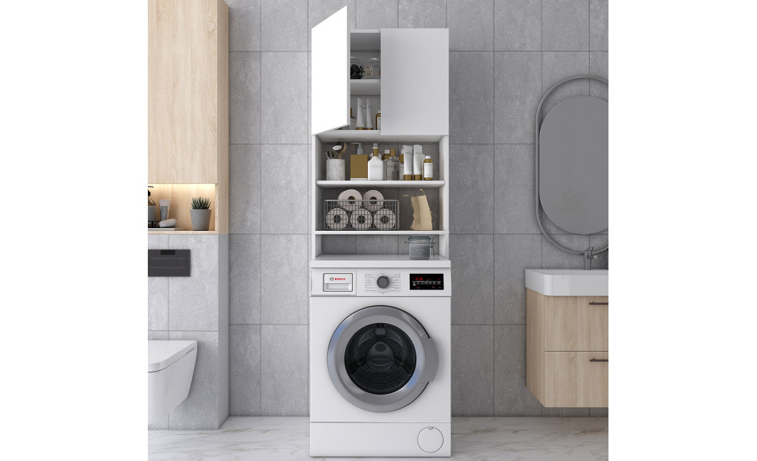Mosógép szekrény Doros Lola Mini Fehér 64x26,6x190 (41516023)