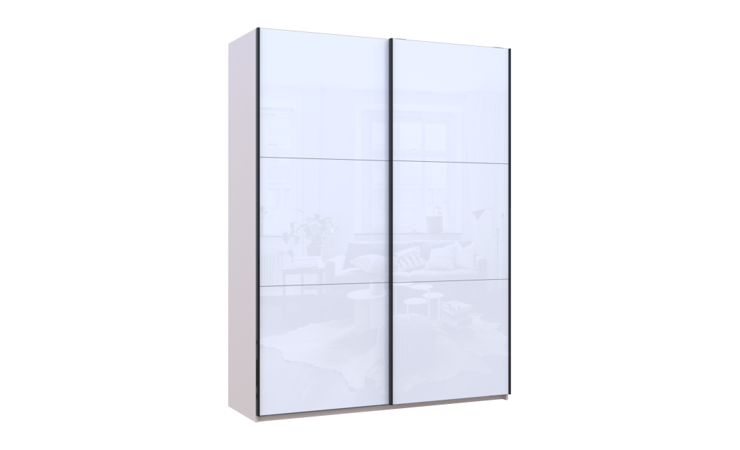 Tolóajtós gardróbszekrény Doros G-Caiser Kasmír / Fehér 2 üveg 3 rész 180x60x240 (42005325)
