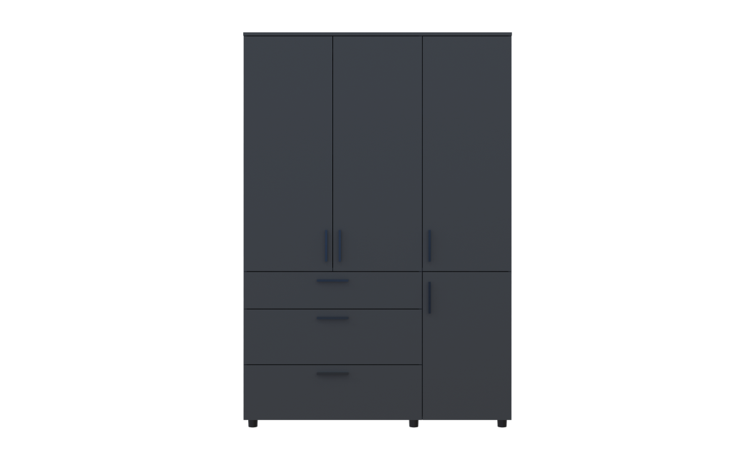 Nyílóajtós gardrobszekrény Doros Thorn Antracit 3 ajtó/3 fiók vállfás 135x51,6x200 (44900493)