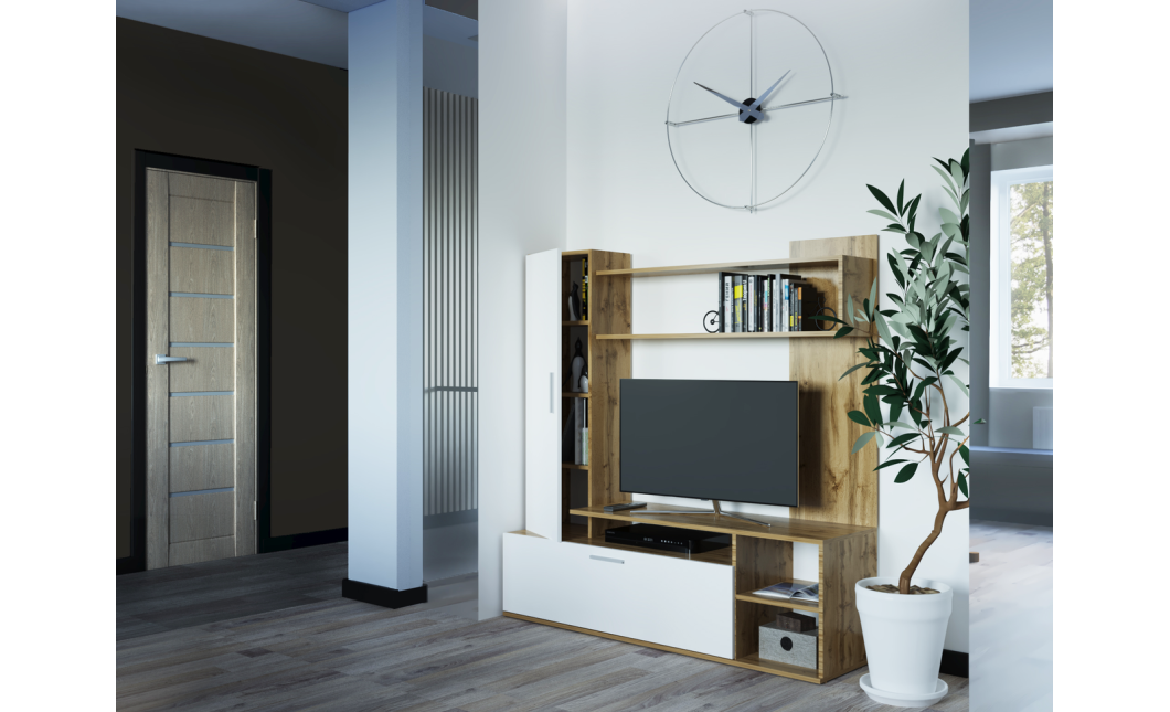 Szekrénysor Doros Kona Ewok tölgy / Fehér 151x40x147 (44900388)