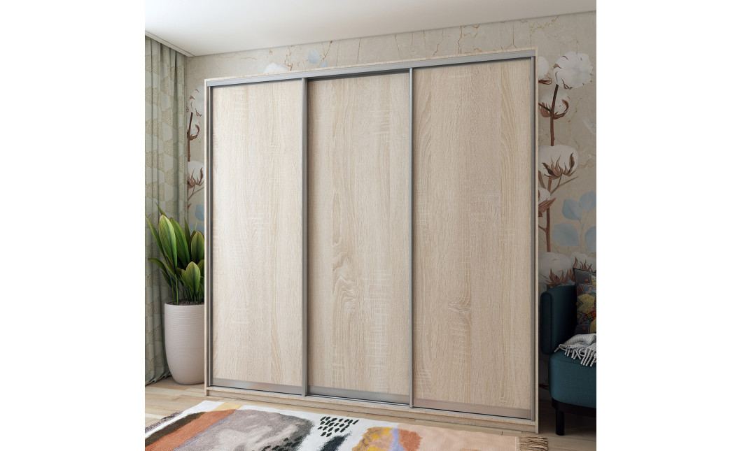Tolóajtós gardróbszekrény Doros City light Sonoma tölgy 3 bútorlap 225х60х225 (42002137)