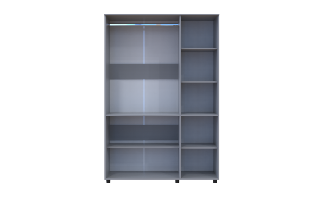 Nyílóajtós gardrobszekrény Doros Thorn Szürke 3 ajtó vállfás 135x51,6x200 (44900487)