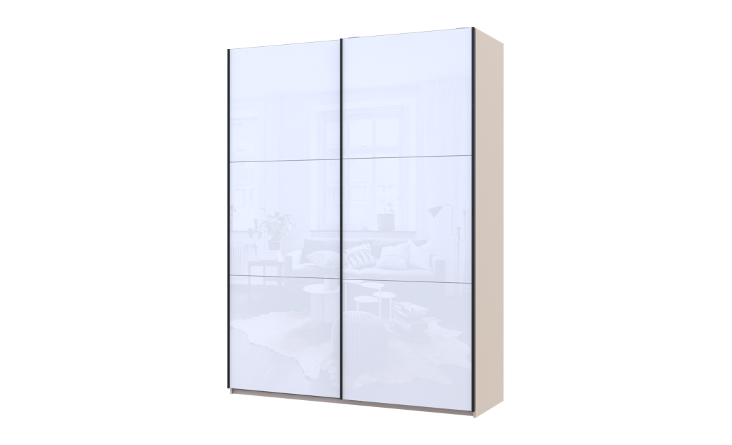 Tolóajtós gardróbszekrény Doros G-Caiser Kasmír / Fehér 2 üveg 3 rész 180x60x240 (42005325)