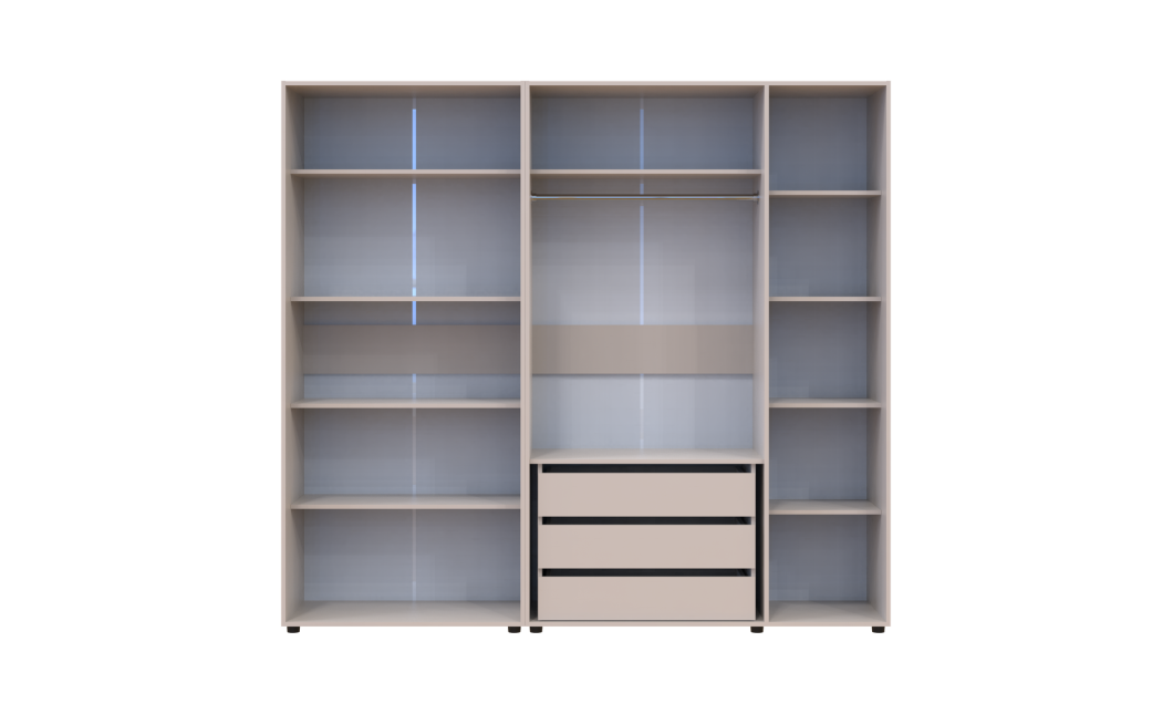 Gardróbszekrény polcokkal és fiókokkal Doros Kasper Kasmír 2+3 ajtó 225x48x204 (42005550)