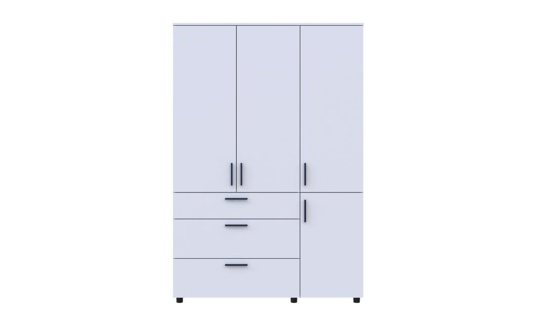 Nyílóajtós gardrobszekrény Doros Thorn Fehér 3 ajtó/3 fiók polcokkal 135x51,6x200 (44900486)