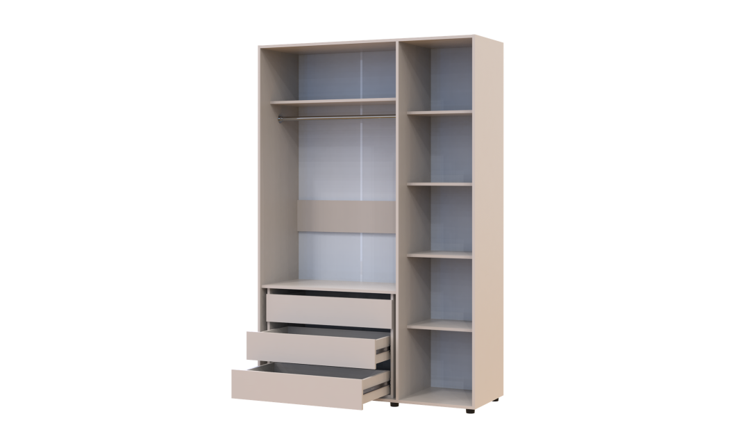 Gardróbszekrény fiókokkal Doros Kasper Kasmír 3 ajtó 135x48x204 (42005561)