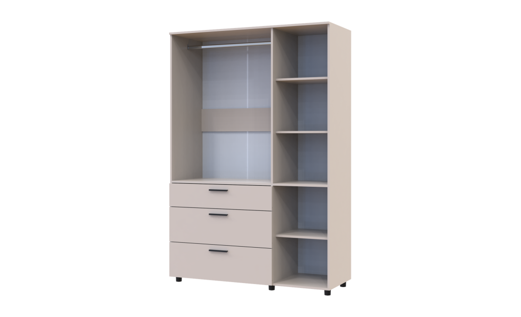 Nyílóajtós gardrobszekrény Doros Thorn Kasmír 3 ajtó/3 fiók vállfás 135x51,6x200 (44900497)