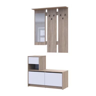 Előszobaszekrény Doros Bella Sonoma tölgy/Fehér 1 Bútorlap / 1 tükör 100х40х210 (44900410)