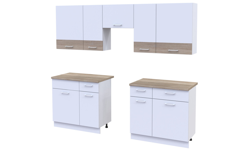Leia Konyha Doros 2.6 m Fehér/Sonoma tölgy bútorlap 260x60x250 (81000009)