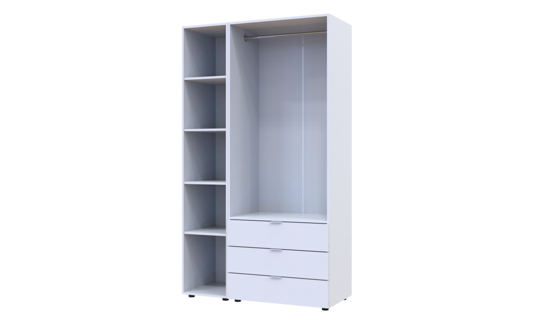 Nyílóajtós gardróbszekrény Doros Gelár Fehér 2 bútorlap / Tükör 116,5x49,5x203,4 (42002154)
