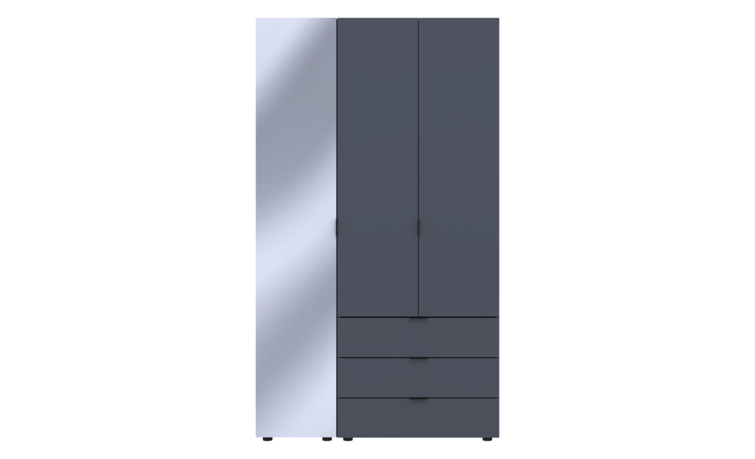 Nyílóajtós gardróbszekrény Doros Gelár Grafitszürke 2 bútorlap / Tükör 116,5x49,5x203,4 (42002155)