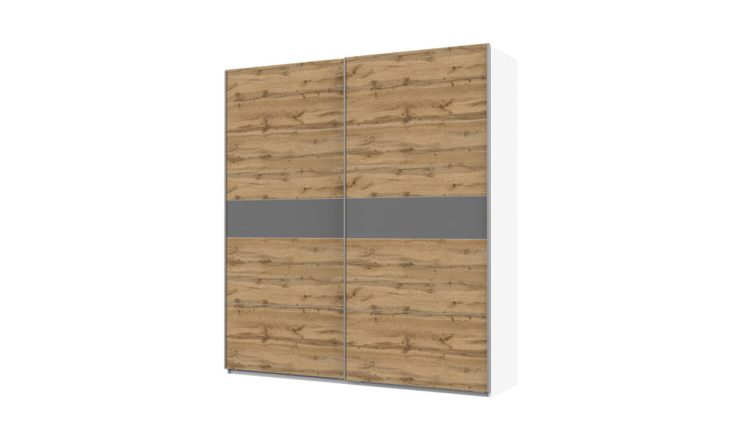 Tolóajtós gardróbszekrény Doros G-Caiser fehér / Tahoe grafit betéttel 2 bútorlap / 5 rész 220x60x240 (42001009)