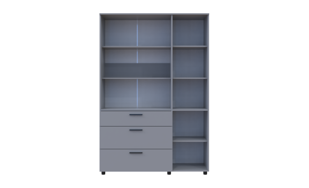 Nyílóajtós gardrobszekrény Doros Thorn Szürke 3 ajtó/3 fiók polcokkal 135x51,6x200 (44900490)