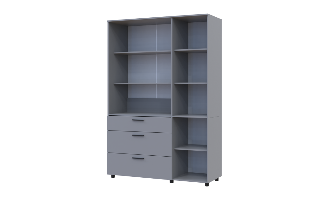 Nyílóajtós gardrobszekrény Doros Thorn Szürke 3 ajtó/3 fiók polcokkal 135x51,6x200 (44900490)