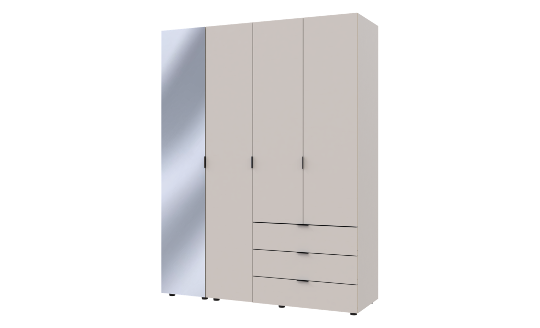 Nyílóajtós gardróbszekrény Doros Gelár kasmír 3 bútorlap / Tükör 155x49,5x203,4 (80737657)