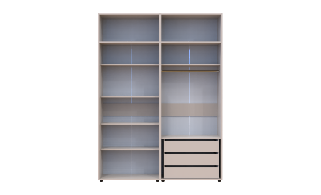 Gardróbszekrény fiókokkal, polcokkal és felsőszekrénnyel Doros Kasper Kasmír 2+2 ajtó 180x48x245 (42005544)
