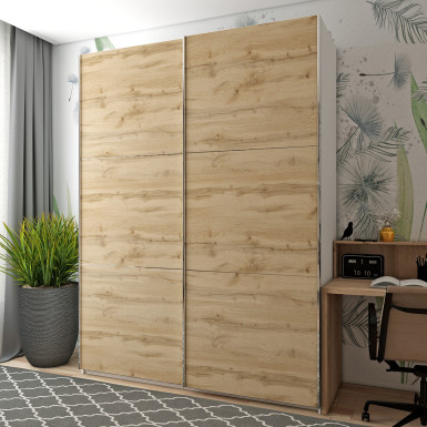 Tolóajtós gardróbszekrény Doros G-Caiser Fehér / Ewok tölgy 2 bútorlap / 3 rész 180x60x240 (42005020)