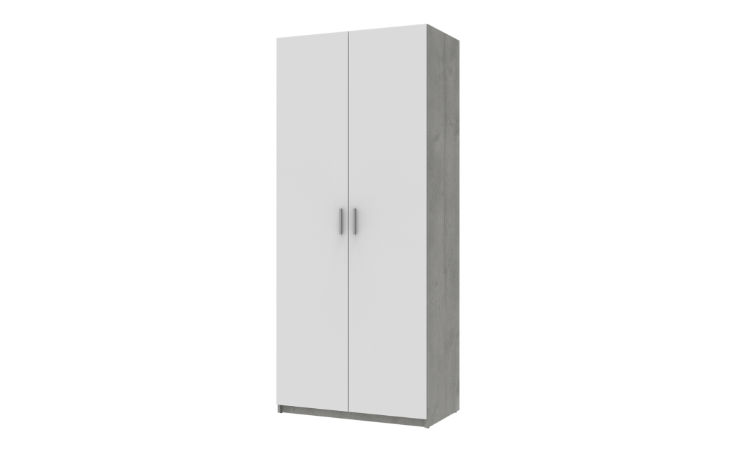 Nyílóajtós gardróbszekrény Doros Ken Beton/Fehér 2 bútorlap 90x52x210 (80737020)