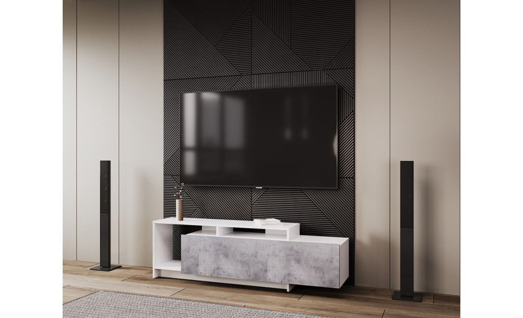 TV-álvány Doros U2 Beton / Fehér bútorlap 160x38x48 (41510090) 