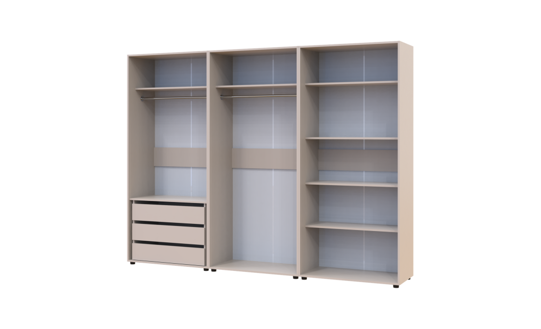 Gardróbszekrény polcokkal és fiókokkal Doros Kasper Kasmír 2+2+2 ajtó 270x48x204 (42005730)