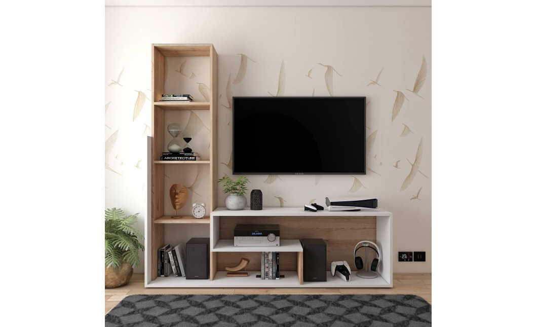 Szekrénysor Doros Etana Artizán tölgy / Fehér 150x30x150 (41510097)