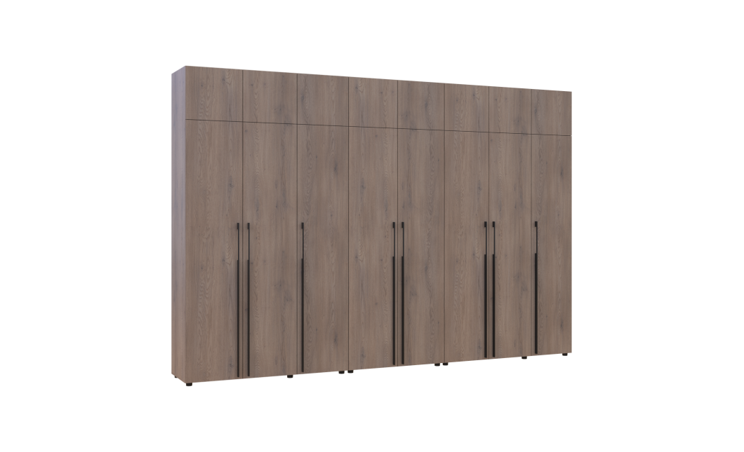 Gardróbszekrény fiókokkal, polcokkal és felsőszekrénnyel Doros Kasper Cremona Cannolo 3+2+3 ajtó 360x48x245 (42005745)