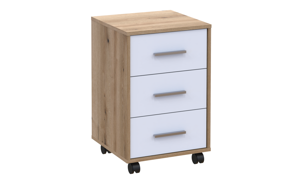 Kerekes szekrény Doros T3 Ewok tölgy / Fehér 43x42x66,4 (41901068)