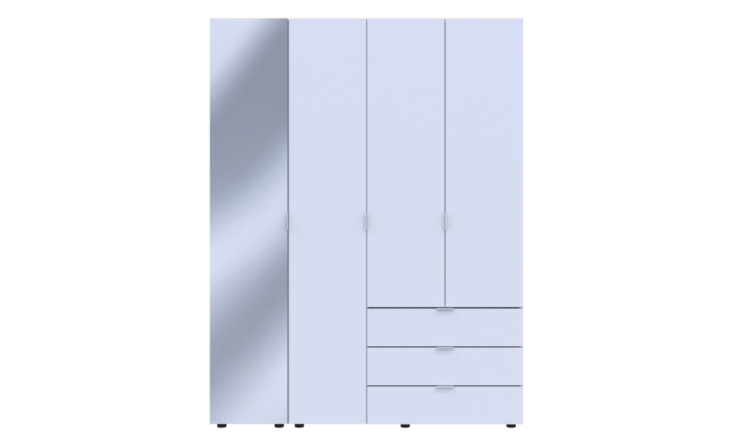 Nyílóajtós gardróbszekrény Doros Gelár Fehér 3 bútorlap / Tükör 155x49,5x203,4 (42002157)