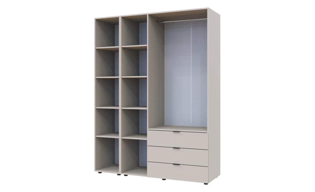 Nyílóajtós gardróbszekrény Doros Gelár kasmír 3 bútorlap / Tükör 155x49,5x203,4 (80737657)