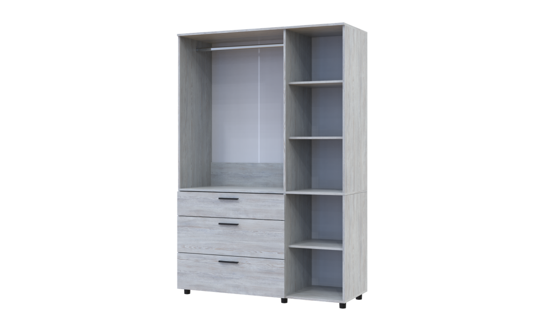 Nyílóajtós gardrobszekrény Doros Thorn Natti Lúcc 3 ajtó/3 fiók vállfás 135x51,6x200 (44900481)