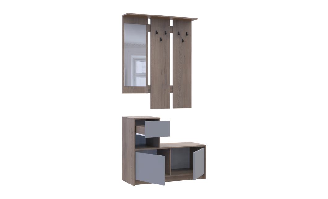 Előszoba Doros Bela Cremona Cannolo/Grey 1 Bútorlap / 1 tükör 100x40x210 (44900413)