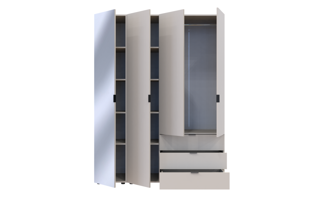 Nyílóajtós gardróbszekrény Doros Gelár kasmír 3 bútorlap / Tükör 155x49,5x203,4 (80737657)
