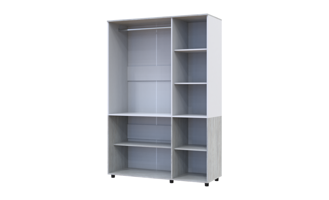Nyílóajtós gardrobszekrény Doros Thorn Natti Lúcc/Fehér 3 ajtó vállfás 135x51,6x200 (44900507)