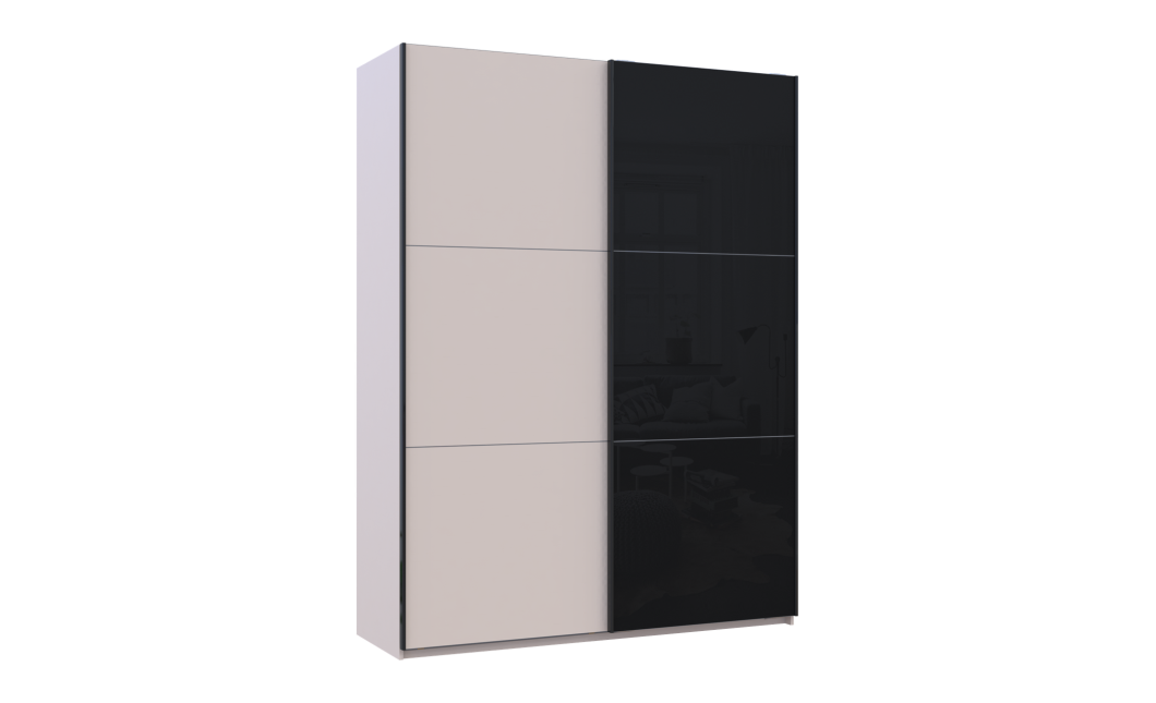 Tolóajtós gardróbszekrény Doros G-Caiser Kasmír / Fekete 1 bútorlap / 1 üveg 3 rész 180x60x240 (42005323)