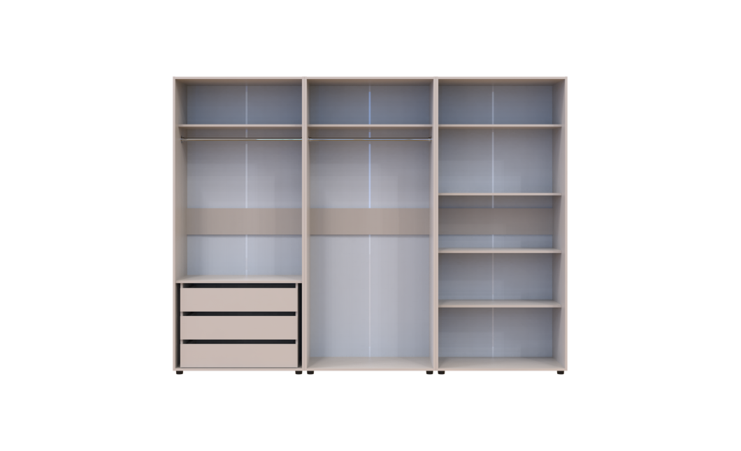 Gardróbszekrény polcokkal és fiókokkal Doros Kasper Kasmír 2+2+2 ajtó 270x48x204 (42005730)