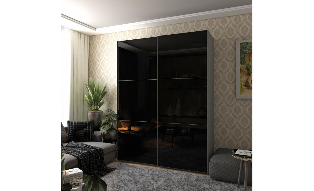 Tolóajtós gardróbszekrény Doros G-Caiser Grafitszürke 2 üveg / 3 rész 180x60x240 (42005016)