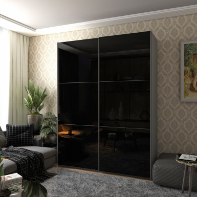 Tolóajtós gardróbszekrény Doros G-Caiser Grafitszürke 2 üveg / 3 rész 180x60x240 (42005016)