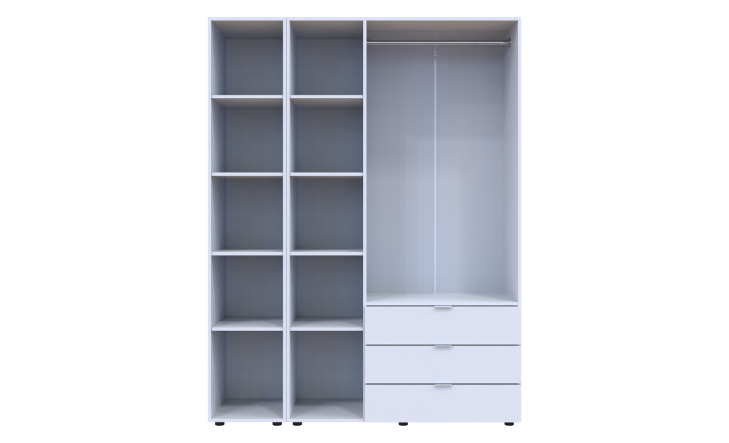 Nyílóajtós gardróbszekrény Doros Gelár Fehér 3 bútorlap / Tükör 155x49,5x203,4 (42002157)